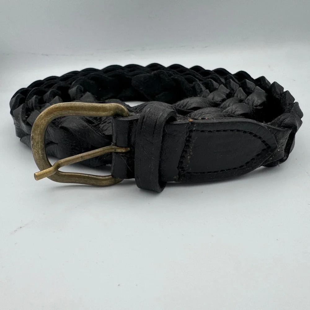 Vtg Motif 56 Braided Genuine Leather Belt Morocco Mens Big & Tall Size 60 66 in